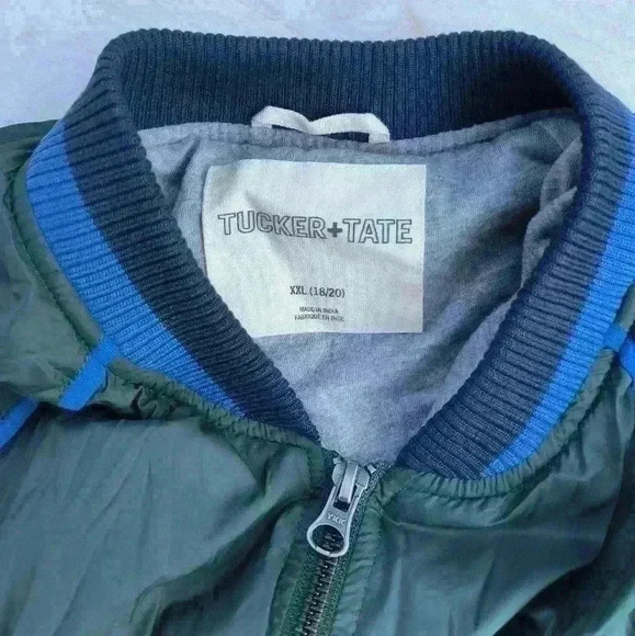 TUCKER+TATE Boys sz 18/20 green blue trim zip jacket Windbreaker jacket XXL - Picture 4 of 6